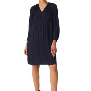 NEW‎ HOBBS LONDON Emilia Pleated Shift Dress Navy Blue Size 4